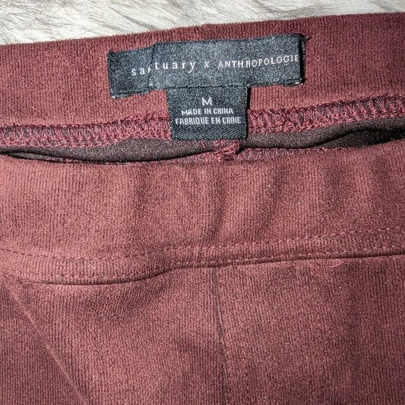 Sanctuary x Anthropologie Grease Ponte Suede Look Leggings in Burgundy Size M - Picture 6 of 9
